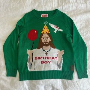 Tipsy Elves Ugly Christmas Sweater Happy Birthday Jesus - Size L